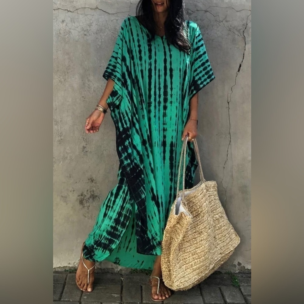 Eliza Elegant Bohemian Kaftan Maxi Dress Swimsuit Coverup